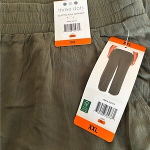 Three Dots Olive Pull-On Pants XXL
